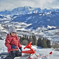 Luge enfant, le Mont-Blanc, la Touvière