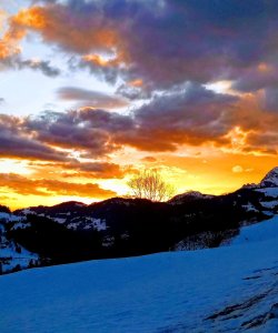 Coucher de soleil depuis la Touvière sur le Mt Charvin
